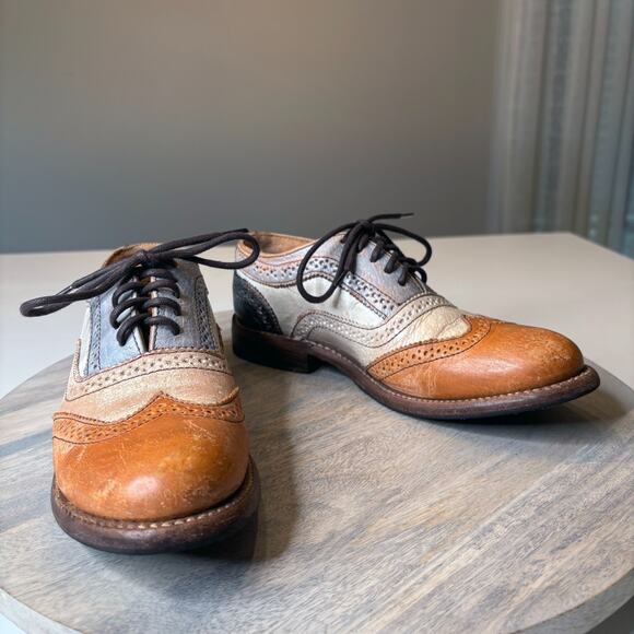 Bed Stu Lita II Oxford Tan Rustic Multi Leather Wingtip Brogues Women’s Size 7 - Picture 3 of 11